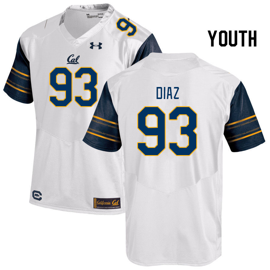 Youth #93 Elijah Diaz California Golden Bears College Football Jerseys Stitched Sale-White - Click Image to Close